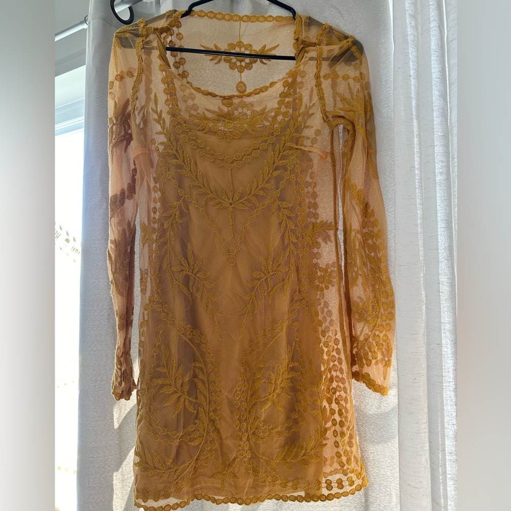 Mustard yellow lace dress-size 2